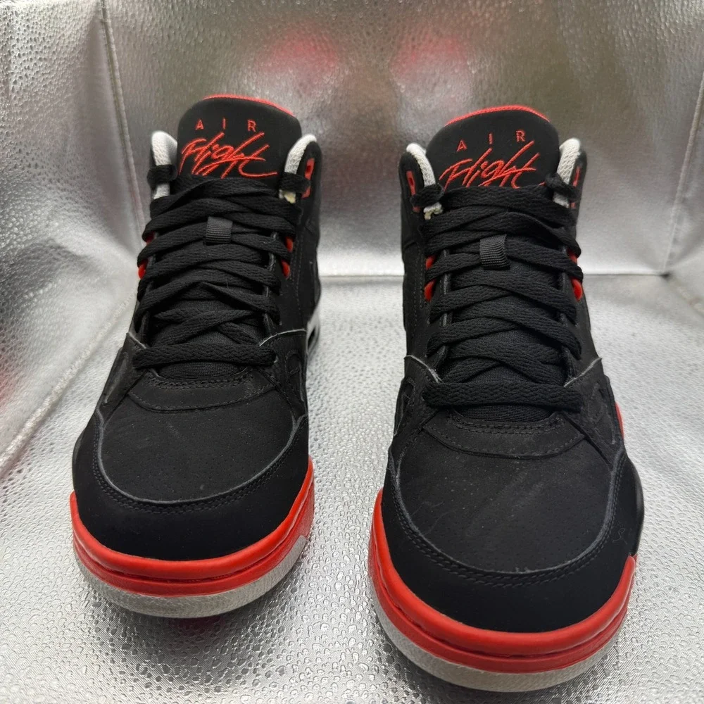 Size 5.5Y Nike Air Fight 13 Retro Black Red Kids Lace‎ Up Sneakers 580493-003
